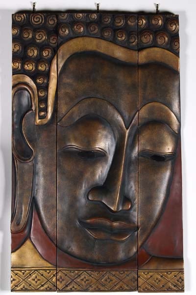 Cambodian Buddha Face Wall Panel 39"